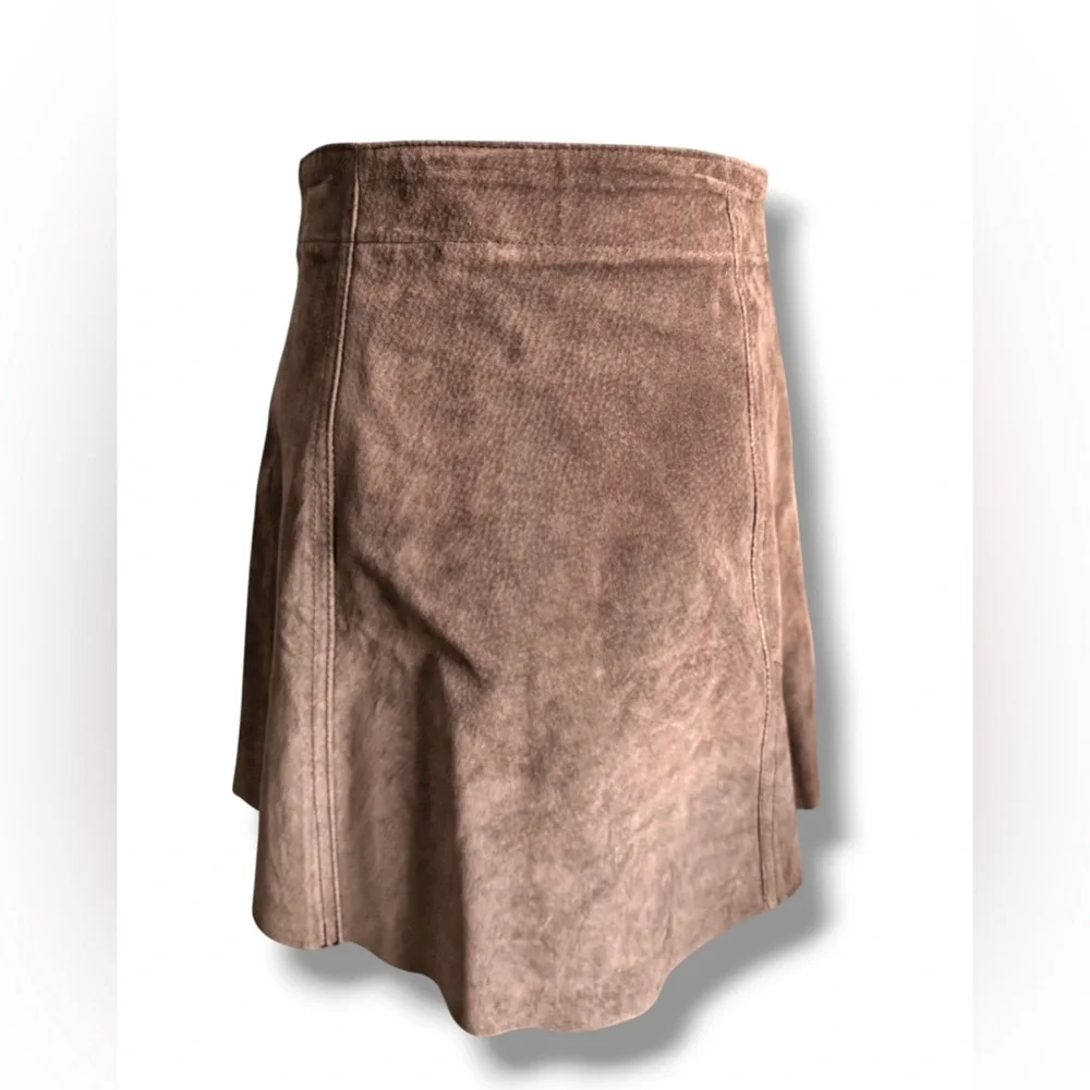 Vtg Wet Seal 100% Leather Suede Chocolate Brown Mini Skirt‎ Y2K Sz 3/25 Small